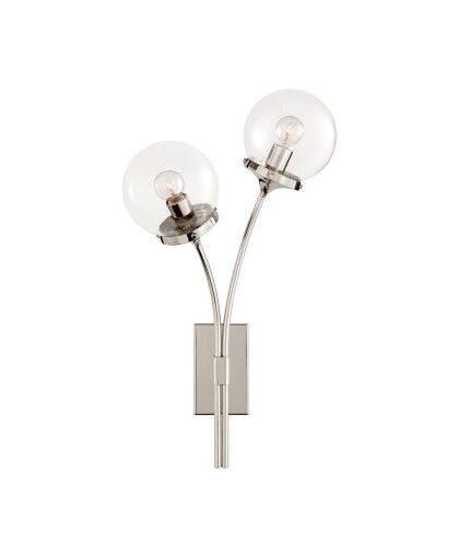 Prescott vägglampa vänster nickel/klarglas