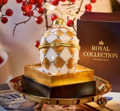 Margaret fabergéägg julgransdekoration vit