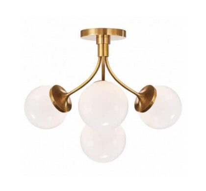 Prescott plafond mässing/vit