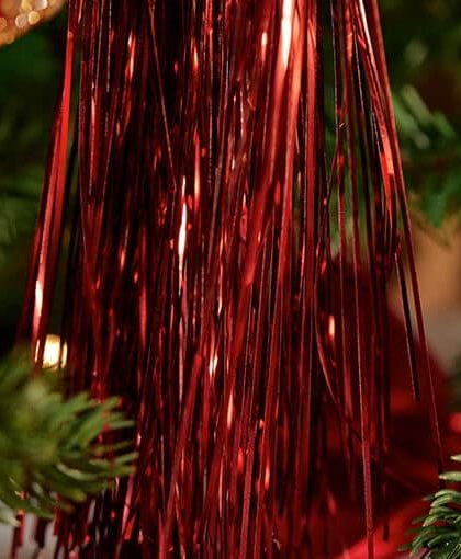 Lametta glitter julgransdekoration vinröd
