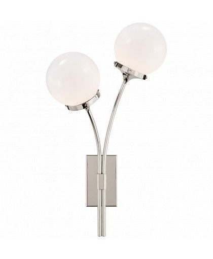 Prescott vägglampa vänster nickel/vit