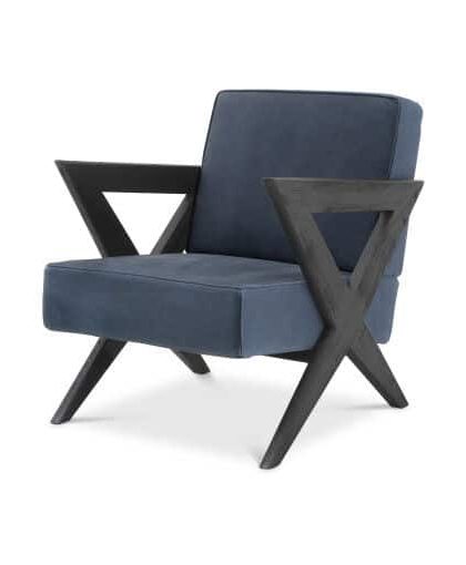 Felippe skinnfåtölj blue nubuck