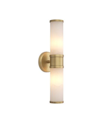 Claridges vägglampa antik mässing/alabaster dubbel