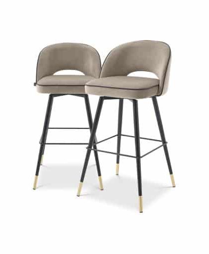 Cliff barstolar savona greige velvet 2-set