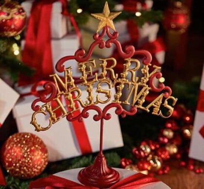 Merry Christmas juldekoration röd/guld