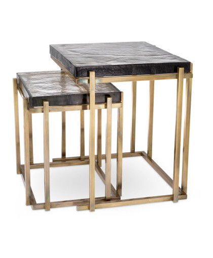 Niemeyer sidobord antik mässing 2-set