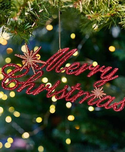 Merry x-mas julgransdekoration guld