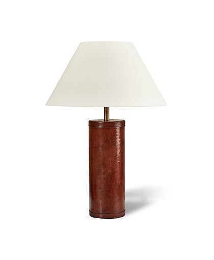 Kensington bordslampa läder rund