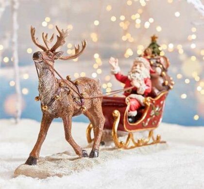 Tomte i släde juldekoration
