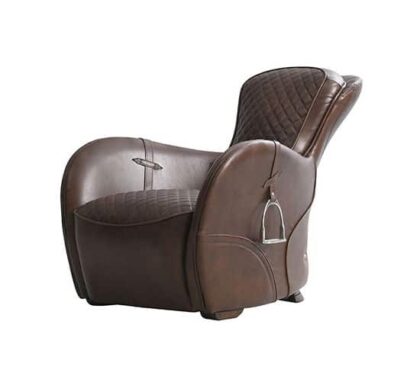 Saddle skinnfåtölj vintage cigar