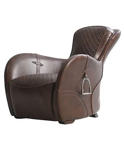 Saddle skinnfåtölj vintage cigar