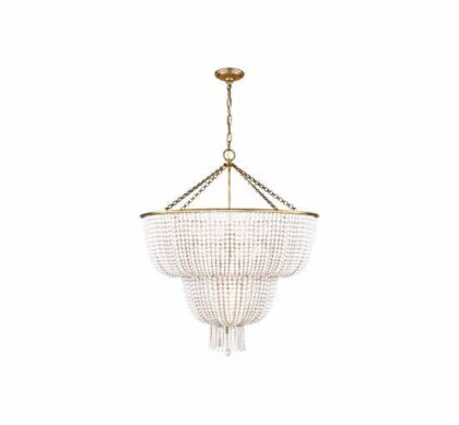 Jacqueline kristallkrona dubbel antik mässing/vit