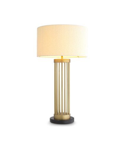 Condo bordslampa antik mässing/vit