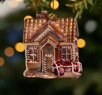 Peder pepparkakshus julgransdekoration guld