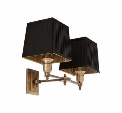 Lexington vägglampa dubbel mässing/svart