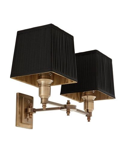 Lexington vägglampa dubbel mässing/svart