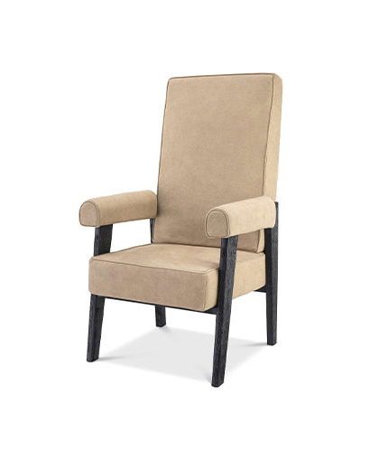 Milo skinnfåtölj beige nubuck hög