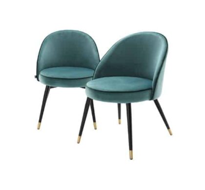 Cooper matstol roche turquoise velvet 2-set