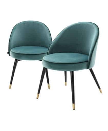 Cooper matstol roche turquoise velvet 2-set