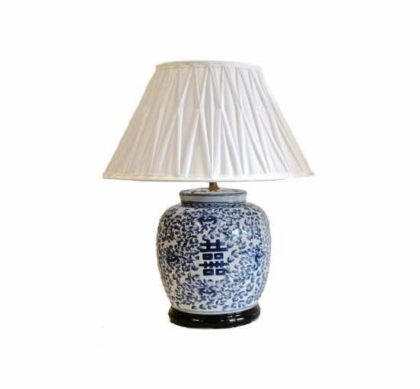 Kina bordslampa blå/vit