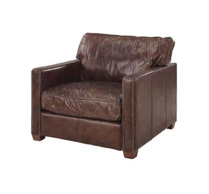 Viscount skinnfåtölj vintage cigar