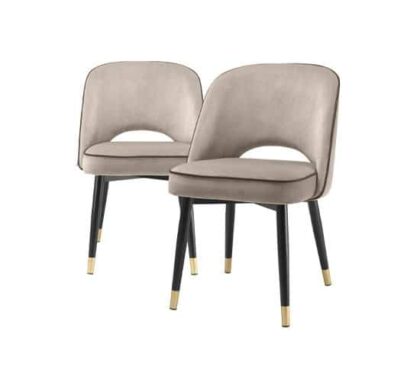 Cliff matstolar savona greige velvet 2-set