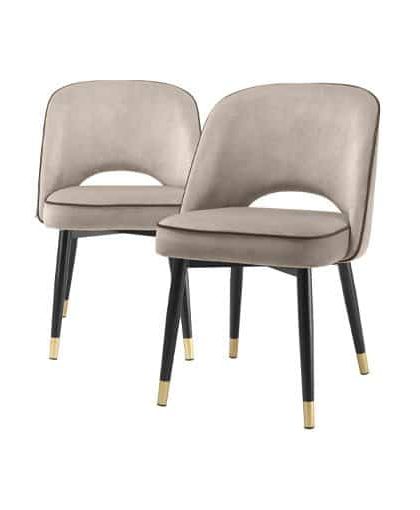 Cliff matstolar savona greige velvet 2-set