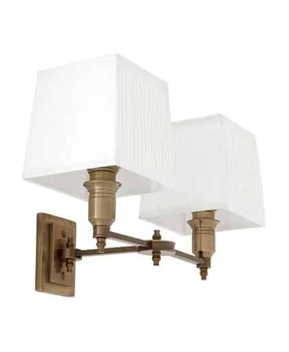 Lexington vägglampa dubbel mässing/vit