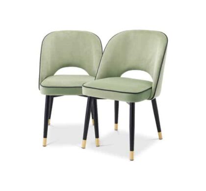 Cliff matstolar savona pistache green velvet 2-set