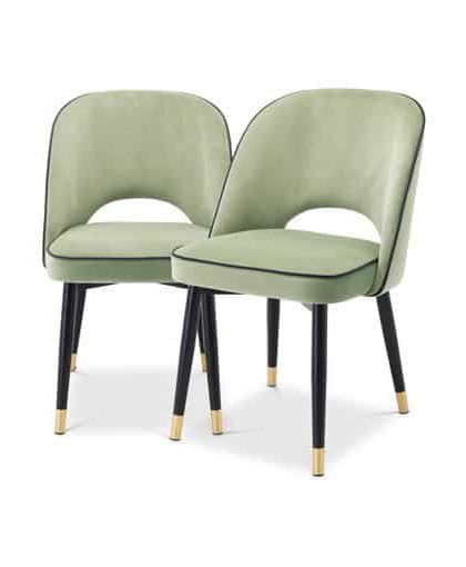 Cliff matstolar savona pistache green velvet 2-set