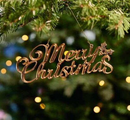 Merry Christmas julgransdekoration guld S