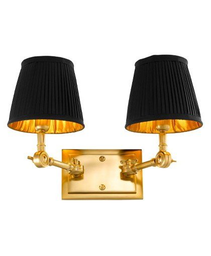 Wentworth vägglampa dubbel guld/svart