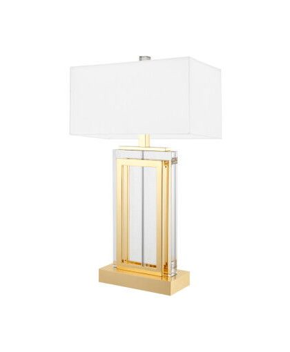 Arlington bordslampa crystal/gold vit