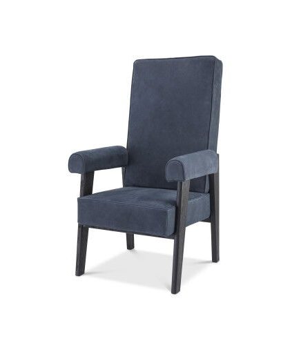 Milo skinnfåtölj blue nubuck hög