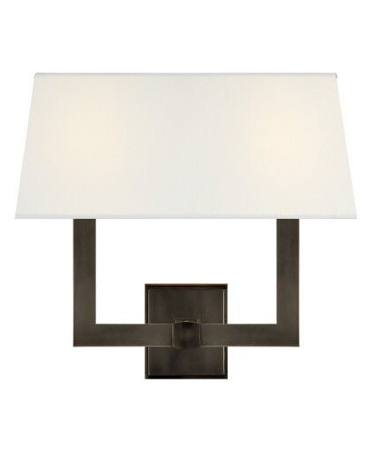 Square Tube vägglampa dubbel brons/linne singel
