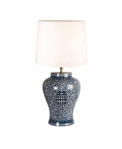Macao bordslampa blå/vit