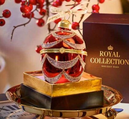 Victoria fabergéägg julgransdekoration röd