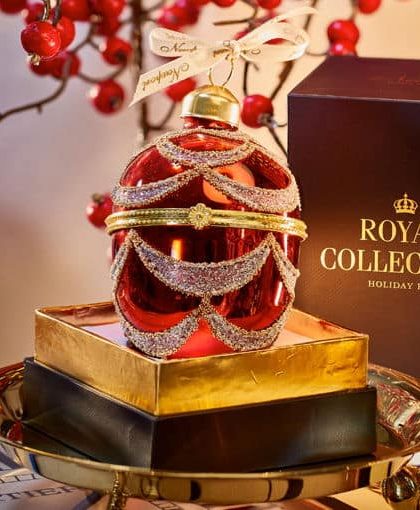 Victoria fabergéägg julgransdekoration röd