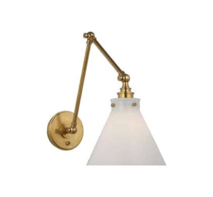 Parkington vägglampa dubbel antik mässing/vit