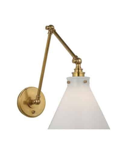 Parkington vägglampa dubbel antik mässing/vit