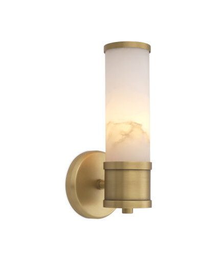 Claridges vägglampa antik mässing/alabaster enkel