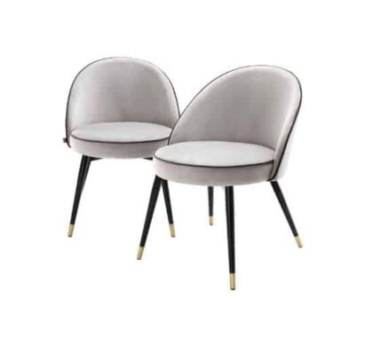 Cooper matstol roche light grey velvet set of 2