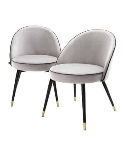 Cooper matstol roche light grey velvet set of 2