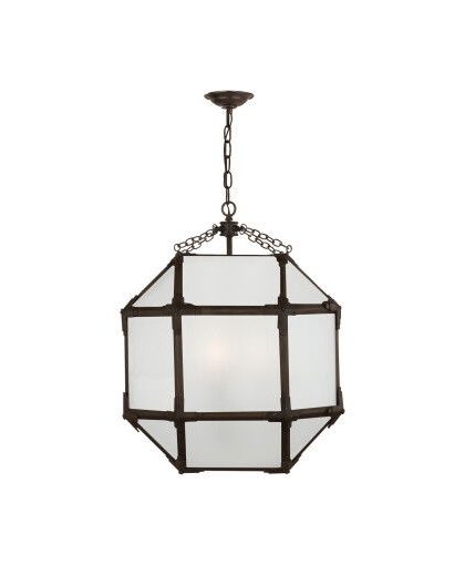 Morris taklampa antik zink/frostat glas