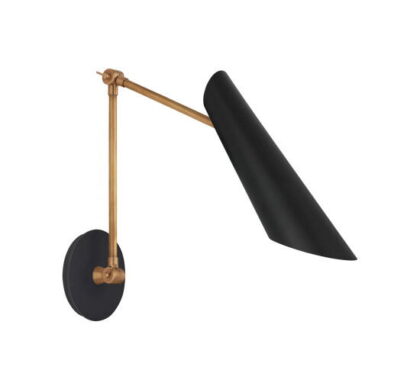 Franca vägglampa dubbel antik mässing/svart