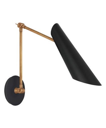 Franca vägglampa dubbel antik mässing/svart