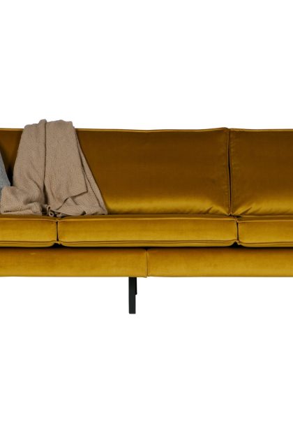 Sammetssoffa dotty 3-sits - ockra