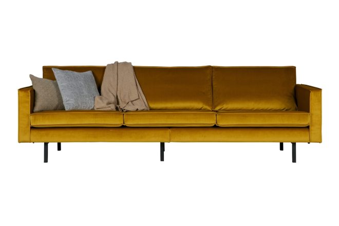 Sammetssoffa dotty 3-sits - ockra