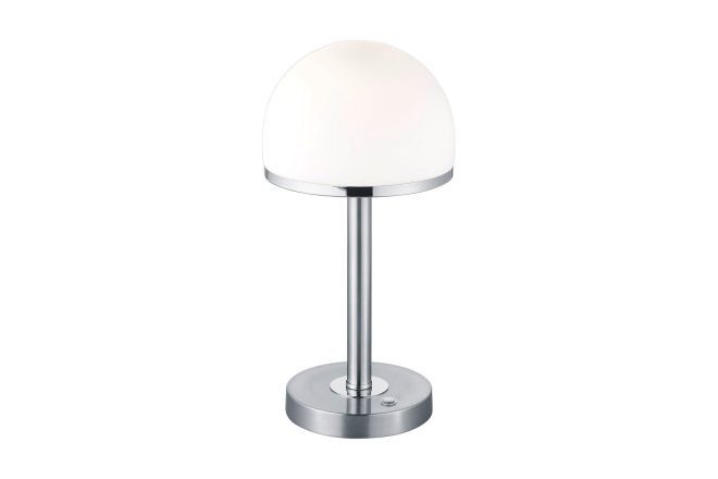 Trio lighting berlin led bordslampa borstad stål - vit