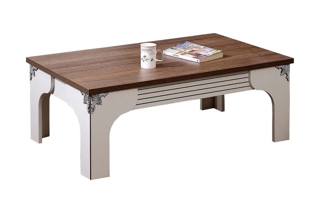 Soffbord sebrina 110 cm - vit/valnöt